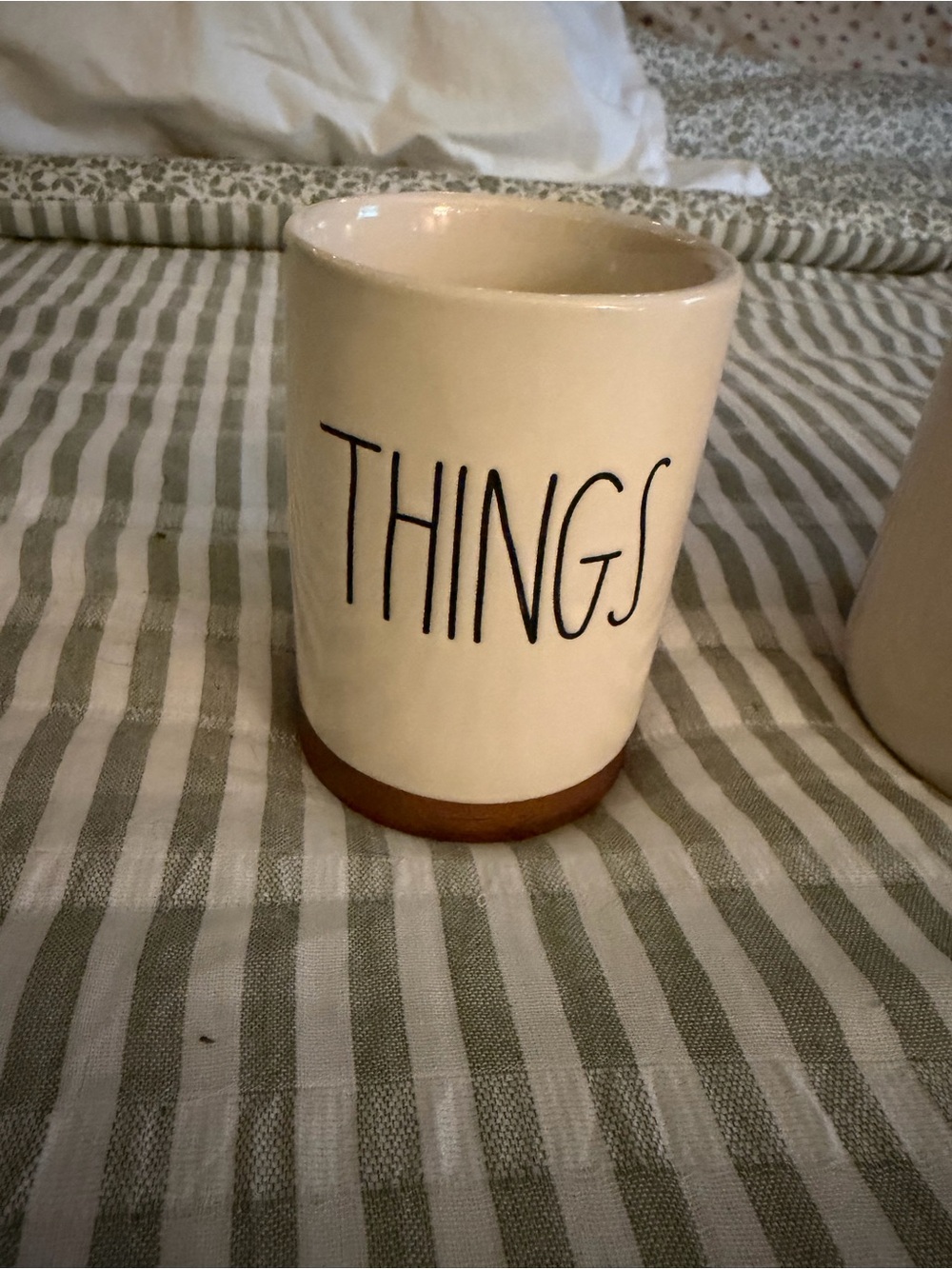 Rae Dunn Cream and Brown 'THINGS' Ceramic Holder